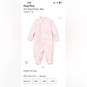 Kissy kissy pink striped footie